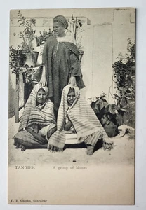 VINTAGE 1907 PC EINE GRUPPE VON MOOREN FRAUEN IN MAROKKANISCHEN DECKEN TANGER MAROKKO - Bild 1 von 2