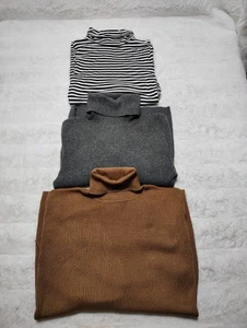 Lot 3 Women's Sz S Sweater Turtleneck Coldwater Creek Silk/Cotton Express Merona - Picture 1 of 9