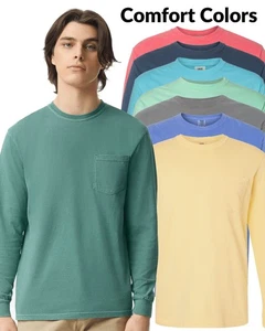Camiseta de bolsillo de manga larga de peso pesado teñida con prendas unisex Comfort Colors - 4410 - Imagen 1 de 23