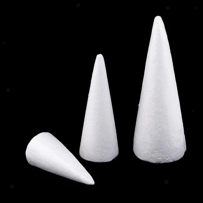 3x Cone Shape Styrofoam Foam Ornaments for Handmade DIY - Image 1 of 4