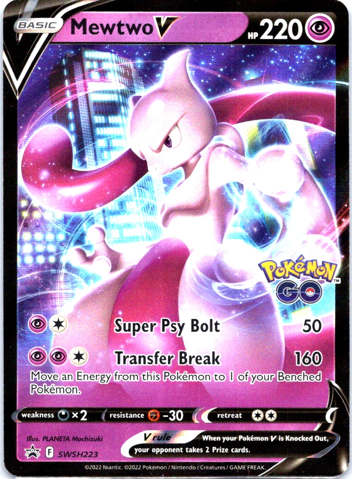 Mewtwo V SWSH223 SWSH: Sword & Shield Promo Cards Holo Pokemon Go - Image 1 of 2