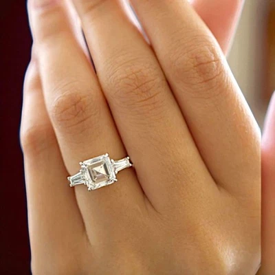 IGI Certified Lab Grown 950 Platinum Diamond Engagement Ring 3.60 Ct Asscher Cut - Image 1 of 4