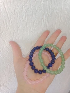Offertissima 3 bracciali quarzo rosa giada verde lapislazzulo GARANZIA 8mm NUOVI - Foto 1 di 3