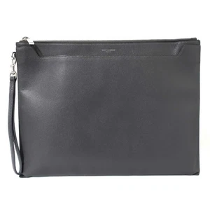 Bolso sin asas porta documentos de cuero Saint Laurent Paris gris W35 cm usado - Imagen 1 de 10