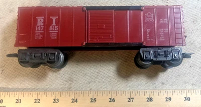 Marx 147815 Rock Island BROWN Boxcar White Lett 8 wheel F Truck O Gauge (C) - Image 1 of 4