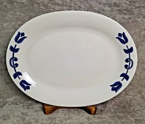 Pfaltzgraff Blue Tulip 14.5” Oval Serving Platter Vintage Hand Painted Stoneware - Picture 1 of 10