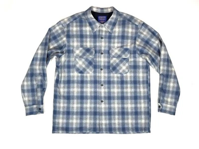 Camisa Pendleton Board Edición Limitada Azul Gris Sombra Lana A Cuadros Para Hombre GRANDE Foto 1 de 4