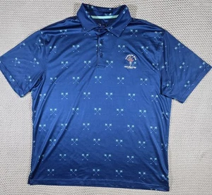 Barstool Sports Common Man Golf Beach Club Polo Shirt Men Sz L Blue AOP Preppy  - Picture 1 of 9