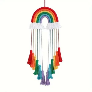 Decoración colgante de pared arco iris para guardería, habitación de niños, borlas coloridas - Imagen 1 de 2
