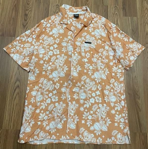 Grunt Style Shirt Mens XL Orange Hawaiian Aloha Floral Skull Grenade Button Up - Picture 1 of 13