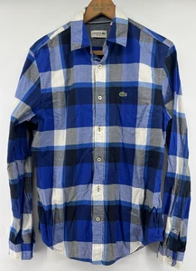 Lacoste Reg Fit Hemd mit Knopfleiste Small 38 kariert schwarz blau weiß langarm - Bild 1 von 5