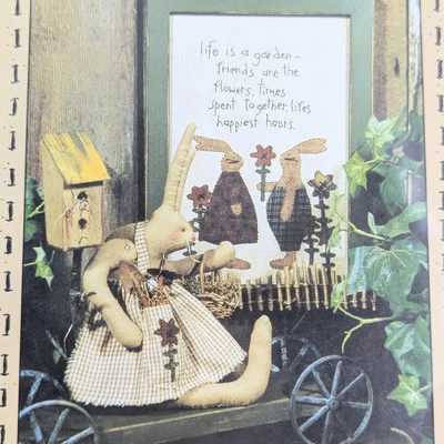 1998 Country Stitches Soft Sculpture Rabbit Embroidered Bunnies Wagon Pattern - Image 1 of 4