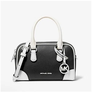 Michael Kors Thompson XS Satchel Crossbody Black Leather Dome Bag - Picture 1 of 8
