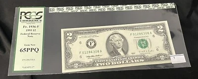 1995 $2 Federal Reserve Note FR#1936-F - PCGS GEM 65PPQ - Image 1 of 4
