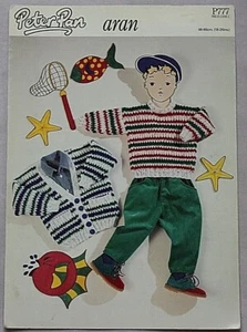 Peter Pan Knitting Pattern P777 - Childs Sweater & Cardigan in Aran - Picture 1 of 2