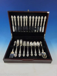 Violet by Wallace Sterling Silver Flatware Set For 12 Service 51 Pieces No Mono - Picture 1 of 7
