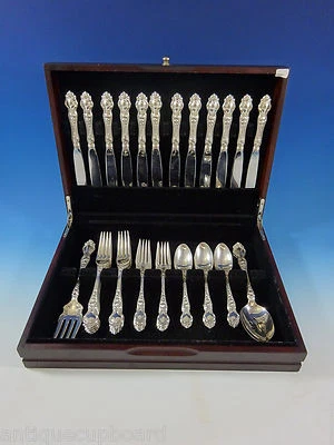 Violet by Wallace Sterling Silver Flatware Set For 12 Service 51 Pieces No Mono - Image 1 of 4