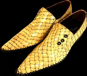 PABLO PICASSO DESIGNER ECHTLEDER LEDERSOHLE ELFENBEIN KROKO HERRENSCHUH SLIPPER - Bild 1 von 6