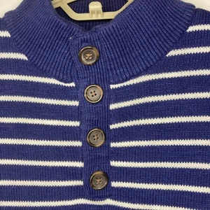 Vineyard Vines Pullover Maritim Segeln große blaue Streifen Baumwollpullover Knopf - Bild 1 von 8