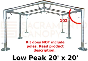 Low Peak Canopy Fittings Kits (20' Wide Width), DIY Carport & Greenhouse, 1-1/2" - Picture 1 of 36