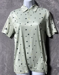 Adidas Youth Golf Polo Shirt Girls L (13-14Y) Linen Green Dot Print Dri-FIT - Picture 1 of 10