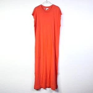 Free People FP Abito da Spiaggia Donna M - L Rosso Arancione T-Shirt Maglia Midi Cotone Boho - Foto 1 di 9