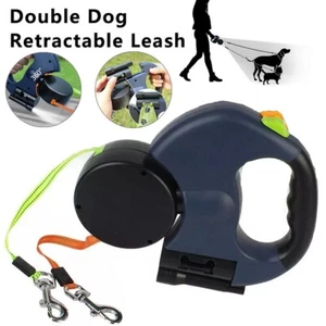 Dual Pet Leash Retractable Reflective Lead 360 Swivel Double Dog Walking Leash - Picture 1 of 12