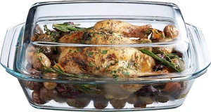 Large Glass Casserole Dish, Oven Safe Cookware with Lid, Oblong Covered Glass Di - Picture 1 of 12