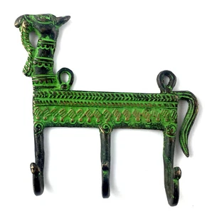 Garderobenhaken Wandhaken Hakenleiste … Adivasi-Kamel … Messing … 13x13x2,5cm - Bild 1 von 2