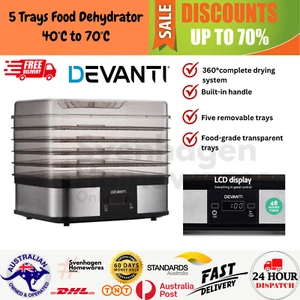 Devanti Food Dehydrator with 5 Trays - Silver - Picture 1 of 8