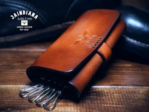 Saddle Leather Key Case / Hand Sewing / Hand Made / From Japan / Key Chain - Picture 1 of 10