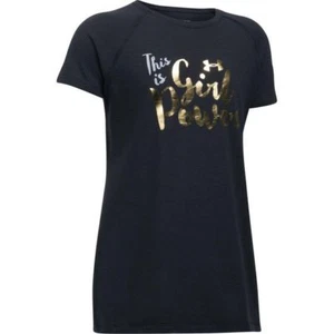 Under Armour Girls This is Girl Power Foil Graphic Tee Shirt Top in Black (M) - Picture 1 of 1