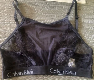 Authentic Calvin Klein Grey Mesh & Lace Crop Top/ Bra/Camisole - Small - Picture 1 of 2