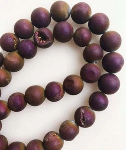 Purple Druzy Agate Matte Round Beads 6mm 8mm 10mm 15.5" Strand - Picture 1 of 2