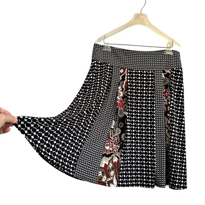 Christopher & Banks Floral Polka Dot Pleated Skirt Womens M Black & White Zipper - Image 1 of 4