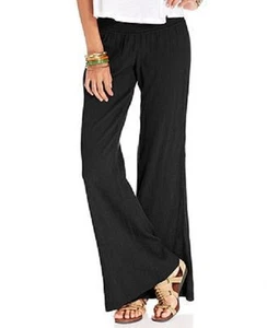 Pantalones American Rag pierna ancha algodón arrugado talla M negros - Imagen 1 de 1