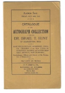 1905 Auction Cat AUTOGRAPH COLLECTION Dr Israel T Hunt C F LIBBIE Boston - Picture 1 of 1