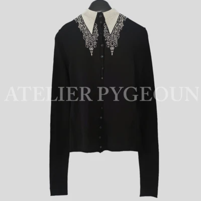 Cárdigan ajustado nuevo con etiquetas H&M Studio A/W 2023 Trompe L'oeil-motif negro/blanco talla XS Foto 1 de 4