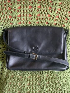 Vintage GIANI BERNINI Schwarz Leder Umhängetasche Klapptaschen Organizer - Bild 1 von 12