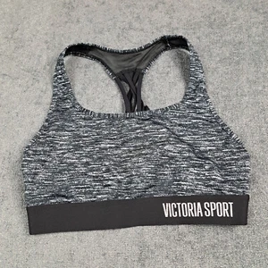 Victorias Secret Sports Bra Womens Small Gray Black Racerback Wireless Athletic - Picture 1 of 11