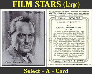 Player's FILM STARS (Large adhesive back) - Select your card