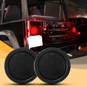 Pair 12V 4"inch Smoke Lens Round LED Truck Trailer Stop Turn Tail Brake Lights - Zdjęcie 1 z 10