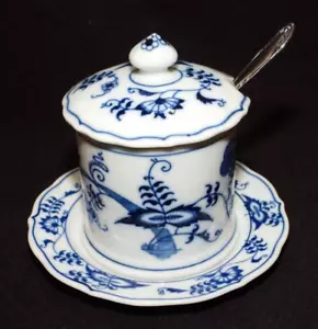 Vintage Blue Danube Jelly Jam Jar w/ lid Spoon Ribbon Banner Mark Made in Japan - Picture 1 of 9