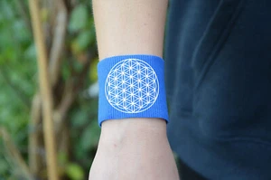 Armband blau Stoff kreatives exklusives Blume des Lebens spirituell Symbol - Bild 1 von 1