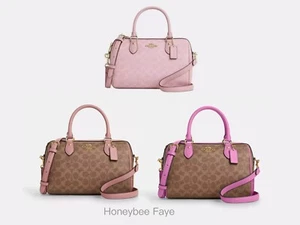 Bolso Cartera Coach Rowan Nuevo con Etiquetas en Lona Signature CV961 Rosa - Imagen 1 de 41