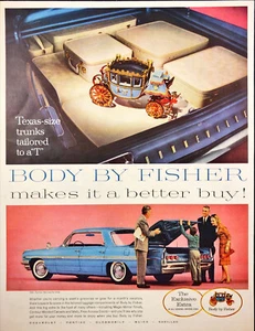 Pubblicità stampa d'epoca 1961 Body By Fisher Automotive Pontiac Bonneville Vista - Foto 1 di 1