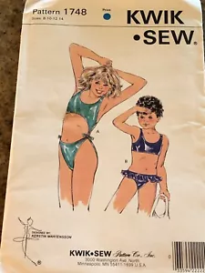 🌷KWIK SEW #1748 - GIRLS TWO STYLE SIDE TIE or RUFFLED SWIMSUIT PATTERN 8-14 FF - Picture 1 of 2