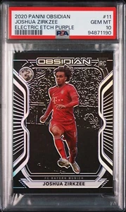 2020-21 Panini Obsidian Joshua Zirkzee Etch Purple /75 PSA 10 Rookie POP 3 RARE! - Picture 1 of 2