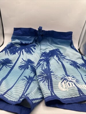 Corona Extra Swim Trunks Shorts Mens Small Blue Palm Trees Mesh Lined - Image 1 of 4
