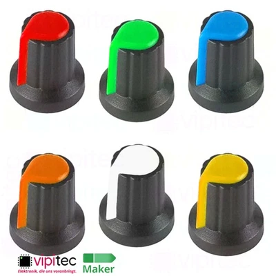WH148 Drehknopf für 6mm Achse Potentiometer Auswahl | Poti Widerstand Kunststoff - Bild 1 von 4